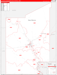 Las Cruces Metro Area Wall Map Red Line Style 2024